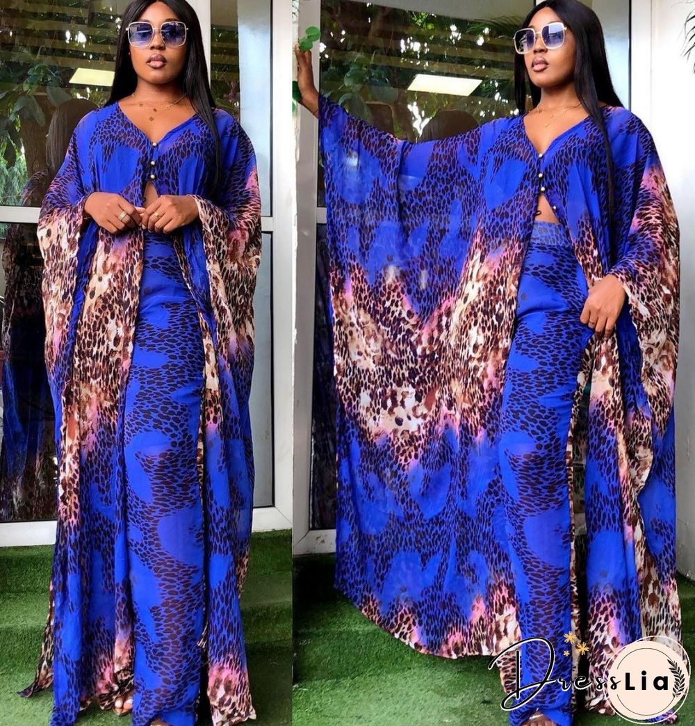 Summer African ClothesFor Women Two Piece Set Dashiki Fashion Long Dress Sets Pants Suits Outfits Party Dresses Plus Size