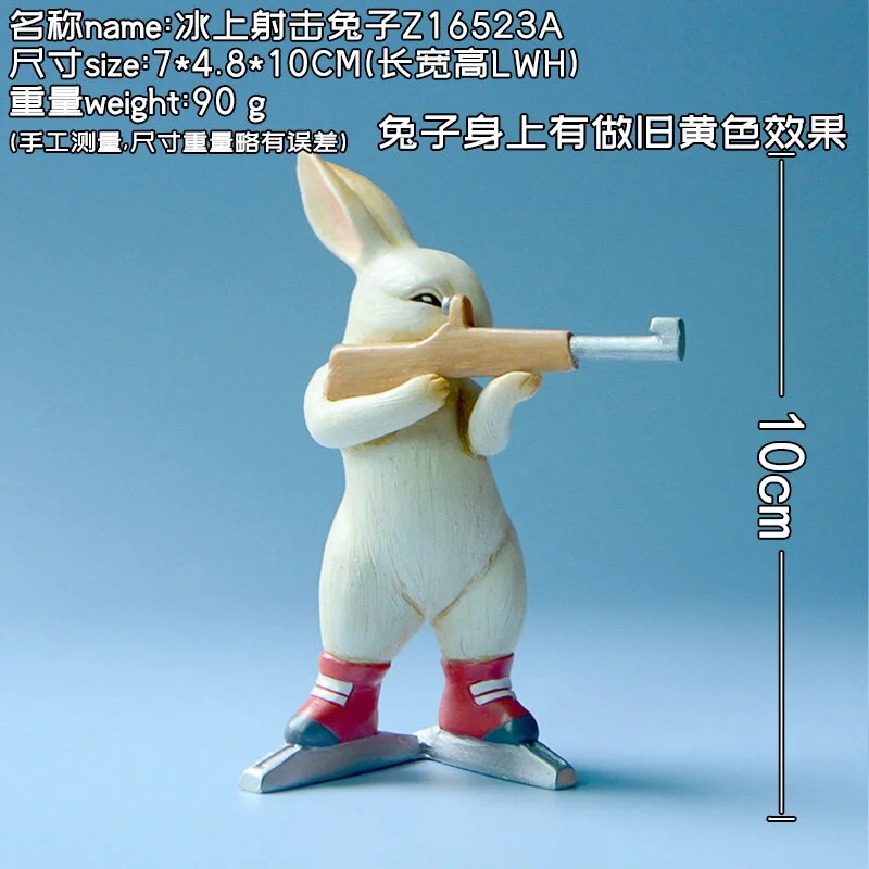 Creative Lovely Rabbit Ornaments Winter Games Competition Sports Figurine Skiing Skating Home Decoration Birthday Gifts