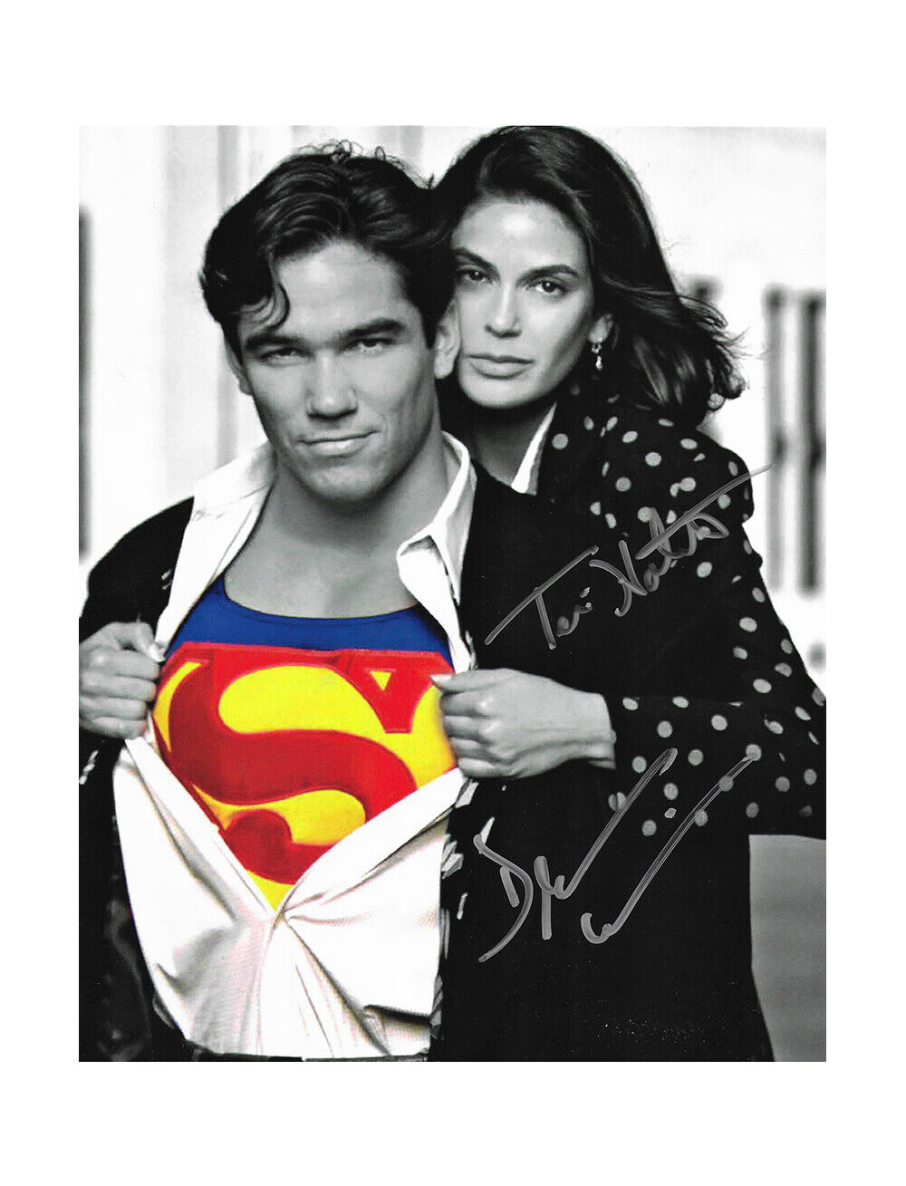 8x10 Superman Print Signed By Teri Hatcher & Dean Cain 100% + COA