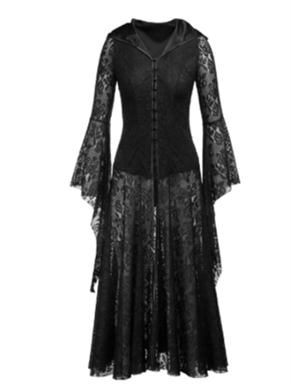 Jangj Gothic Dark Mesh Midi Dress Women Victorian Costume Velvet Robe Renaissance Witch Medieval Dresses Cosplay Wizard Halloween Y2k