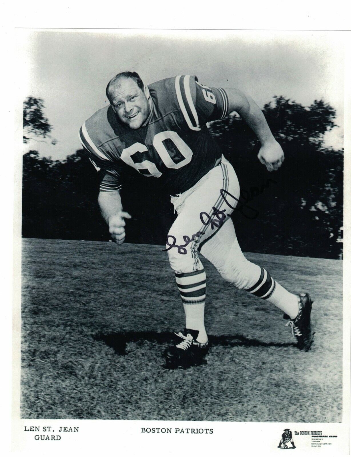 Len St. Jean New England Patriots Signed 8 x 10