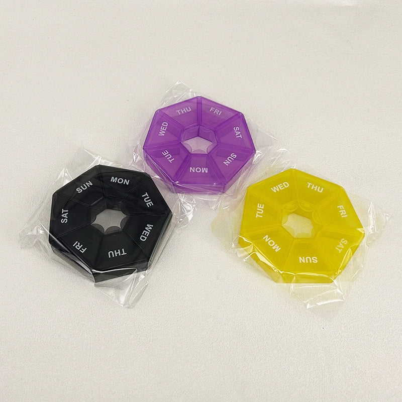 7-corner Medicine Box For One Week Round 7-grid Portable Small Medicine Box For One Week Mini 7-day Portable Medicine Jewelry Box
