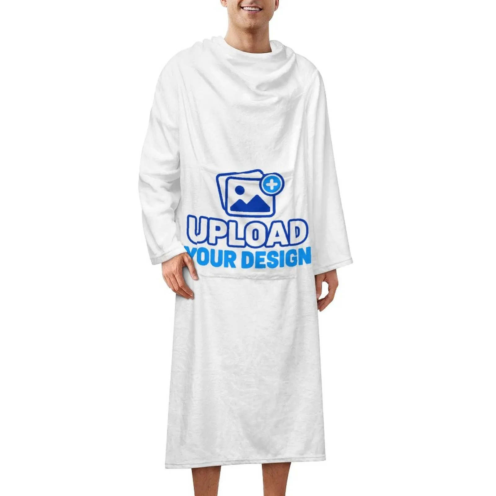 Custom Flannel Wrap Blanket Robe with uploaded design - product image