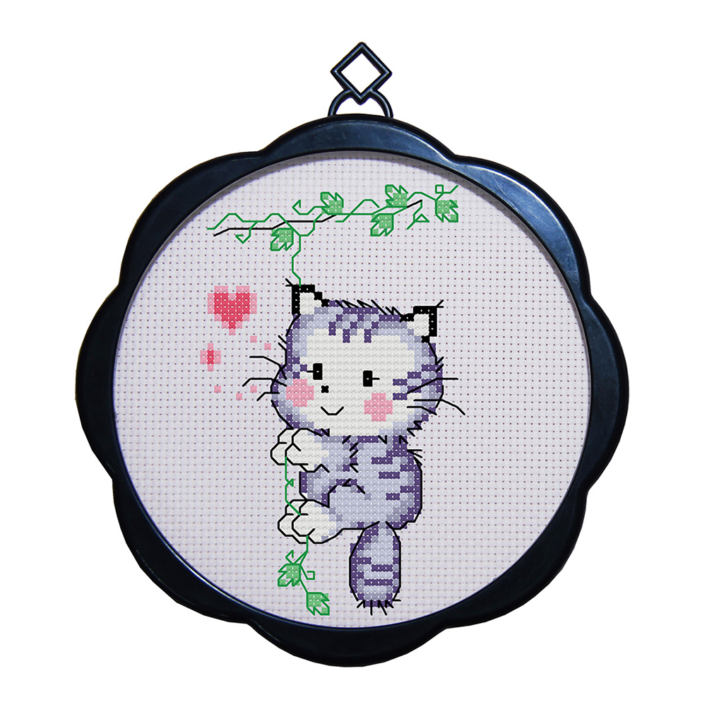 

Cute Cat - 11CT Stamped Cross Stitch - 17*17CM (With Frame), 501 Original
