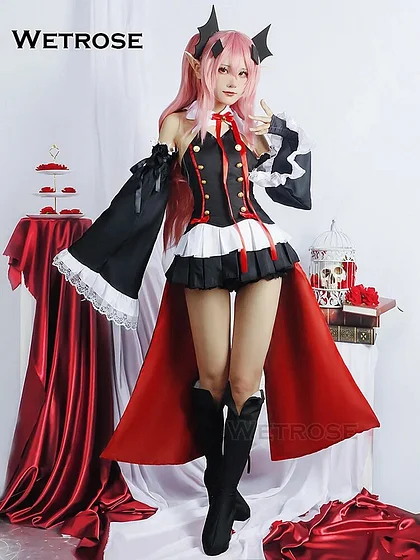 [Wetrose] In Stock Krul Tepes Cosplay Costume Seraph Of The End Anime Owari no Serafu Halloween Vampire Maid Suit  Full Set Wig