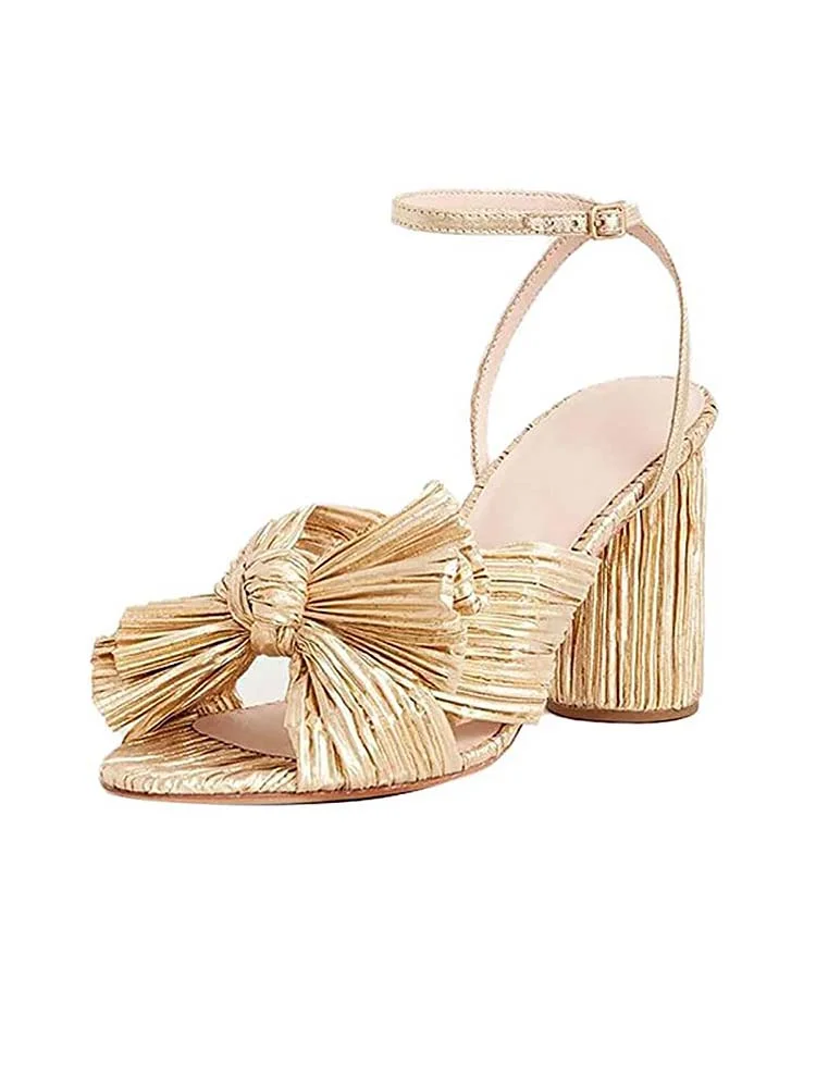 Bow Knot Chunky Heel Sandals