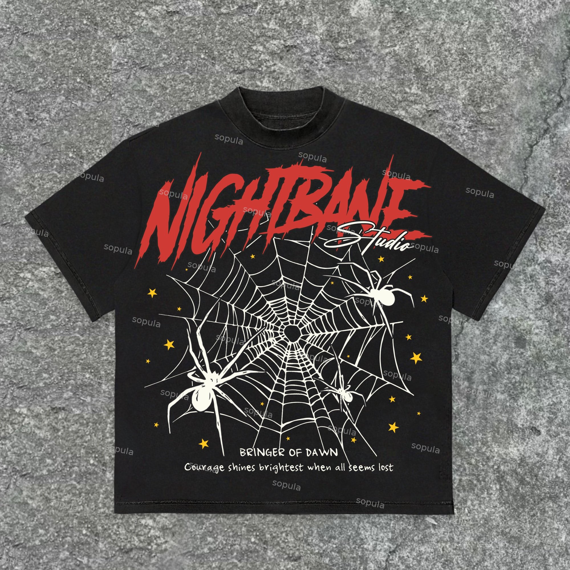 Sopula Nightbane Spider Web Graphic Cotton T-Shirt