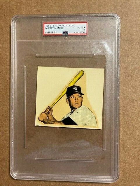 1956-57 Mac Boy Decal Mickey Mantle PSA 4 VGEX. Looks Nicer!