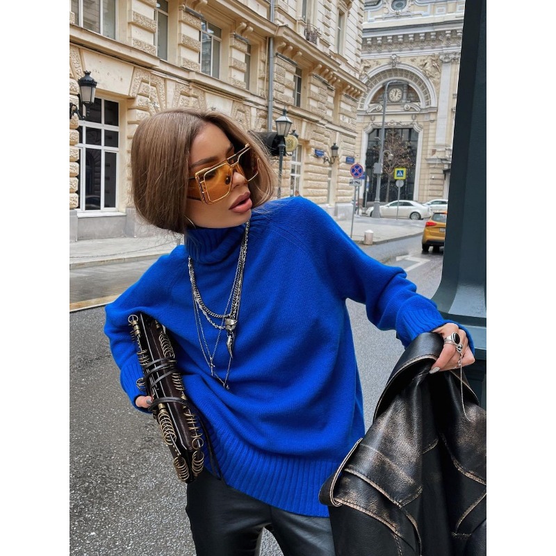 Ootddress Solid Loose Long Sleeve Turtleneck For Women Pullover High Street Slim Elegant Patchwork Sweater Top Oversized Sweater New