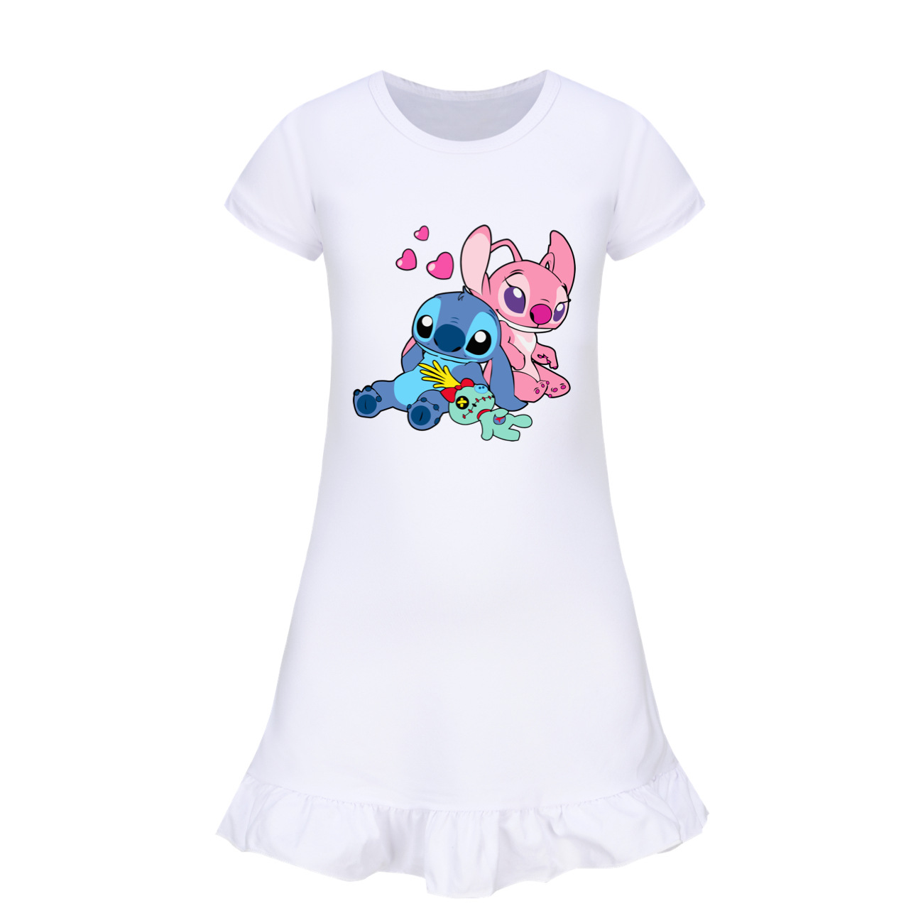 Stitch 100-160 Girls' Short Sleeve Pajamas and Nightgown SleepwearCute Homewear for Kids 3559 -Mayoulove