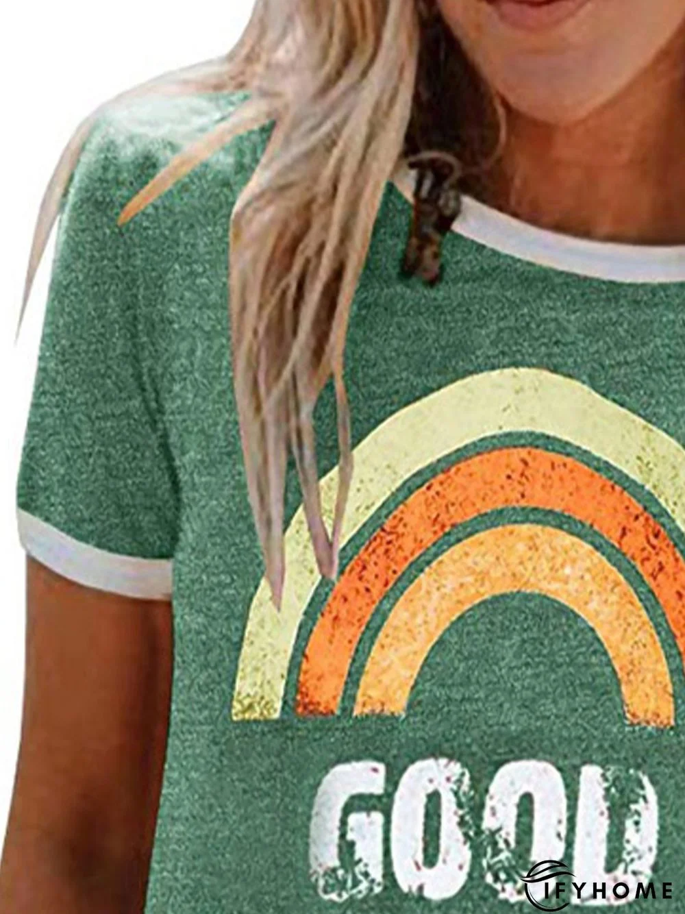 Women Crew Neck Short Sleeve Casual Graphic T-shirt | IFYHOME