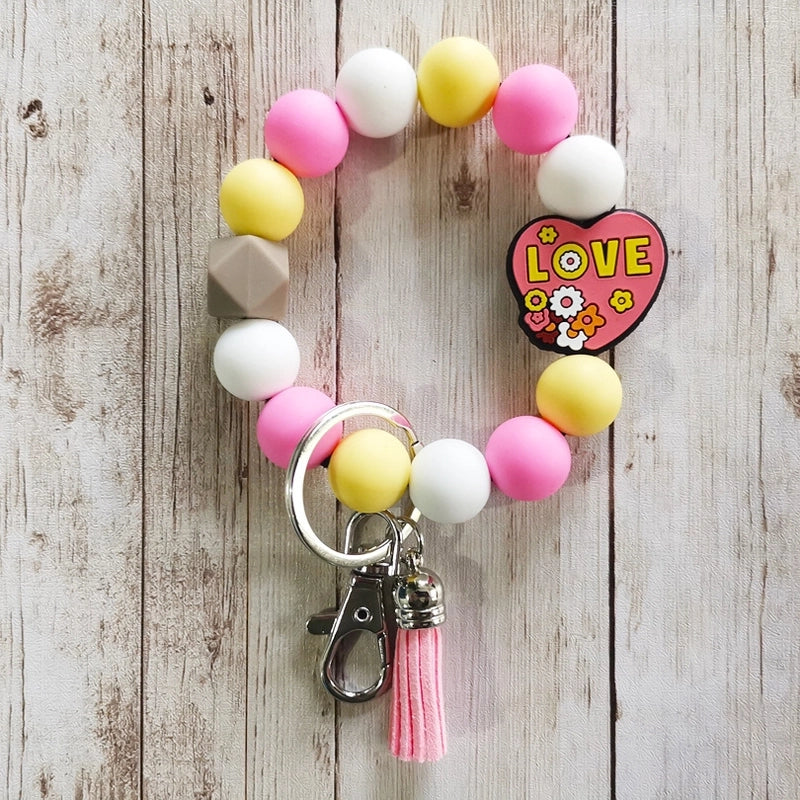 Classic Style Animal Alloy Wooden Beads Silica Gel Bag Pendant Bracelets Keychain