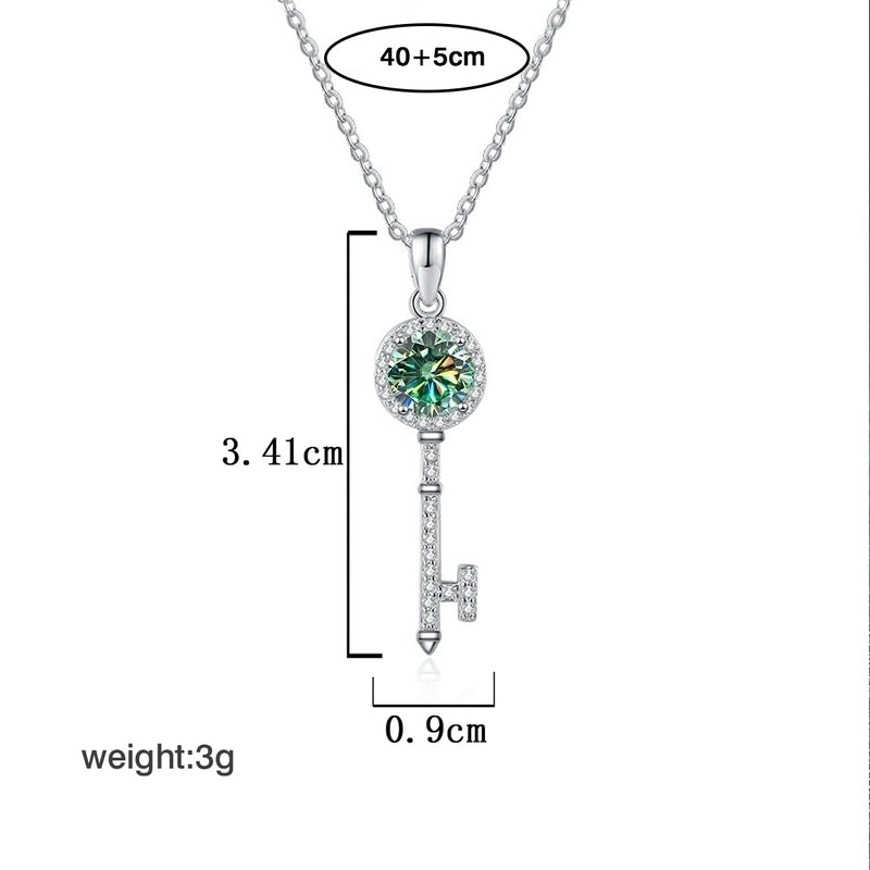 1.0ct Round 925 Sterling Silver Moissanite Plating Inlay Geometric Lab-Grown Diamond Necklace