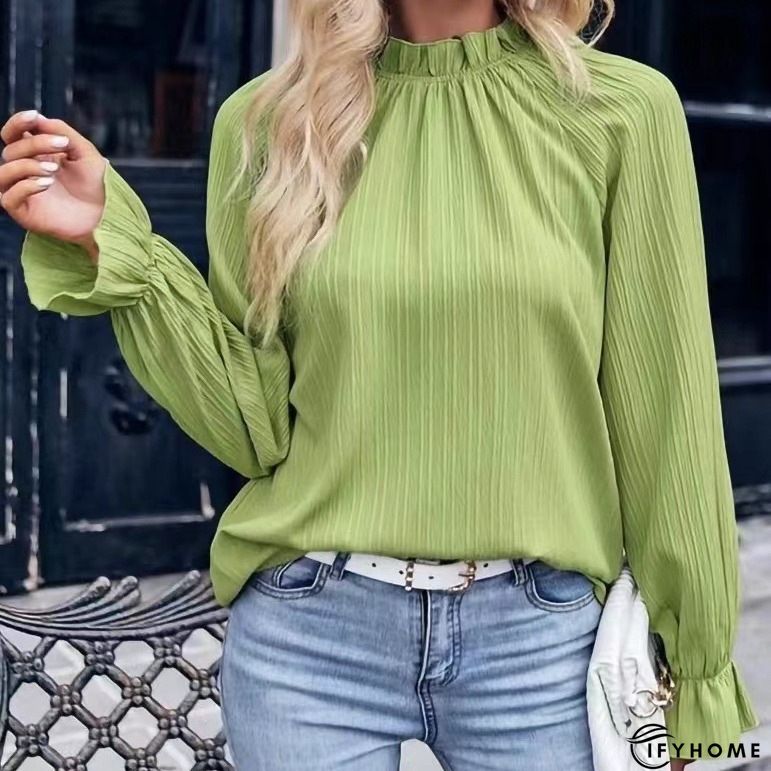 Sheath Elegant Crew Neck Solid Top | IFYHOME