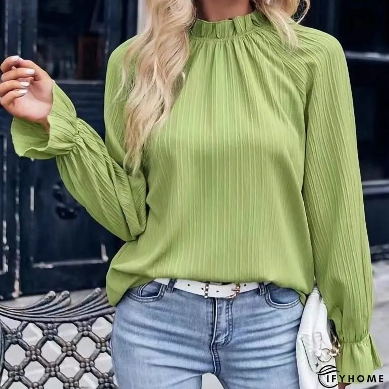 Sheath Elegant Crew Neck Solid Top | IFYHOME