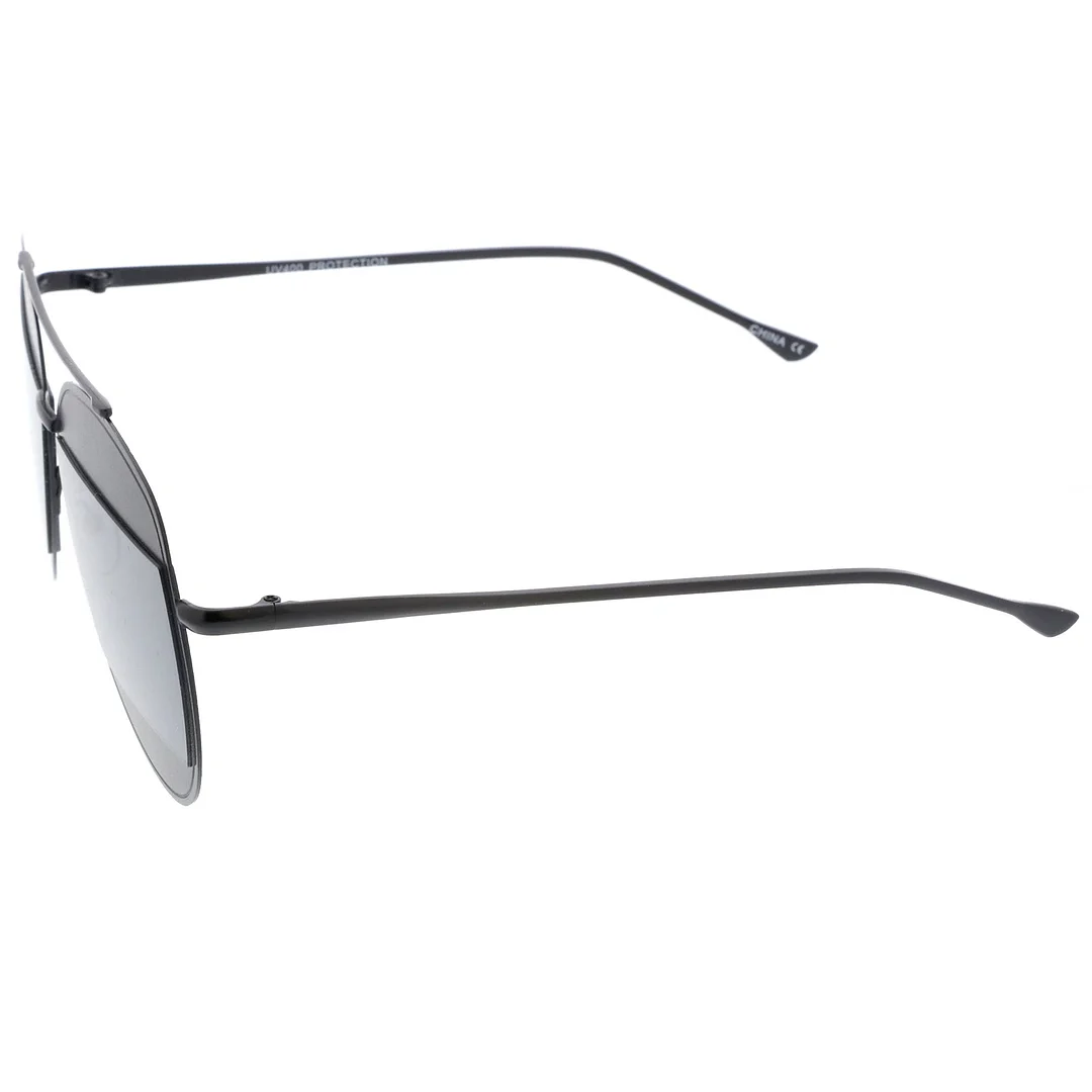 Two-Toned Metal Thin Temple Brow Bar Color Split Lens Aviator glasses 57mm