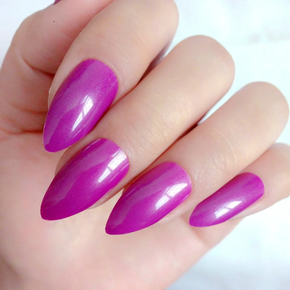 24Pcs Shiny White Short Stiletto False Nails With Jelly Glue DIY Artificial Fake Nails Art Tips Press On Manicure Tools-Nail Inspo