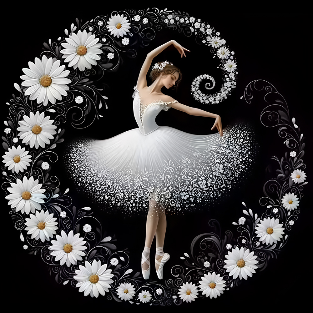 Daisy Flower Ballerina 40*40cm(canvas) full round drill diamond painting