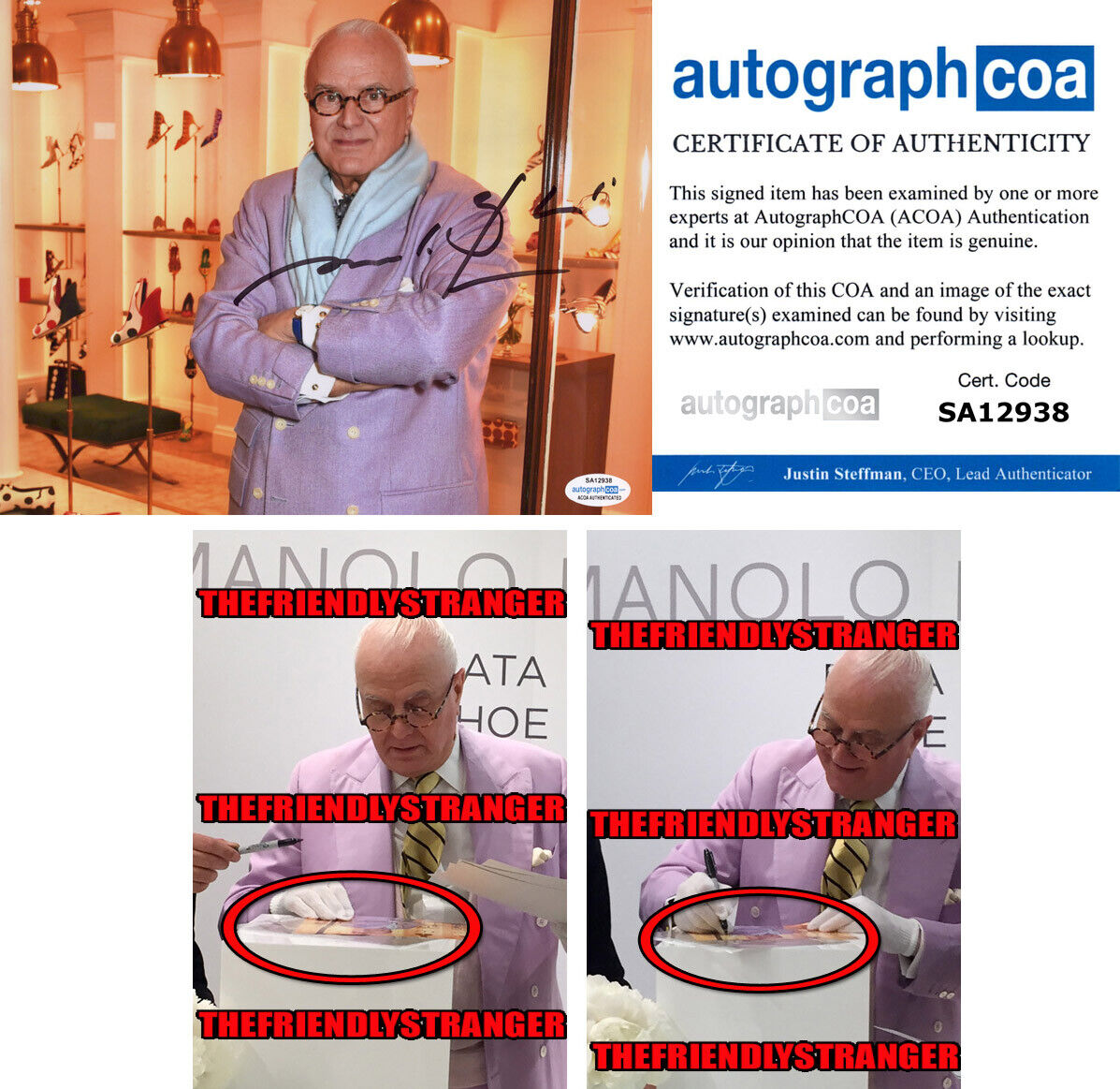 MANOLO BLAHNIK signed Autographed 8X10 Photo Poster painting a EXACT PROOF - Shoe Designer COA