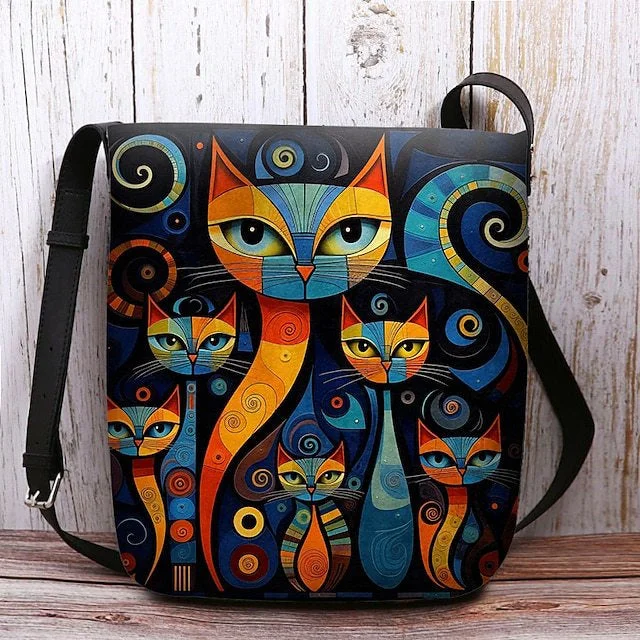 Style & Comfort for Mature Women Women's Cat Print Crossbody Bags Shoulder Bags