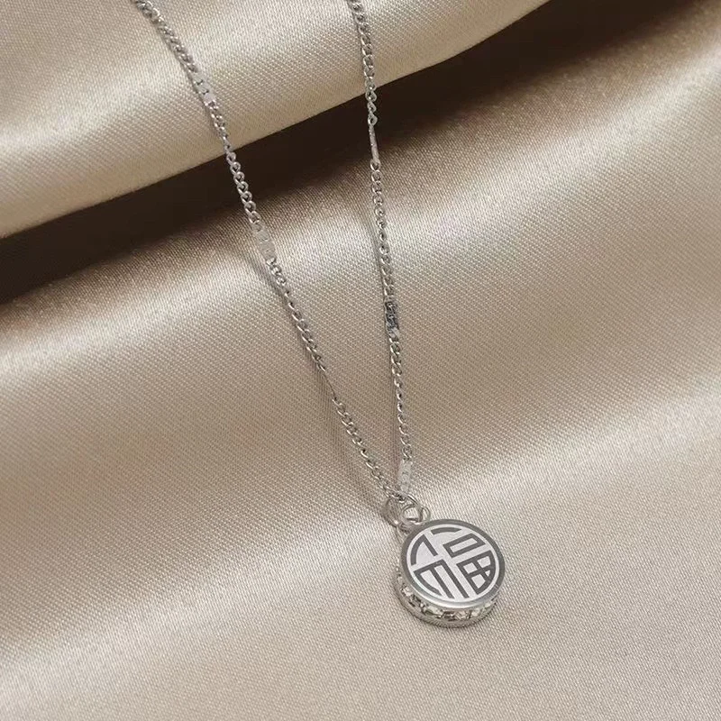 Chinese Lucky Character Gold-Plated Necklace