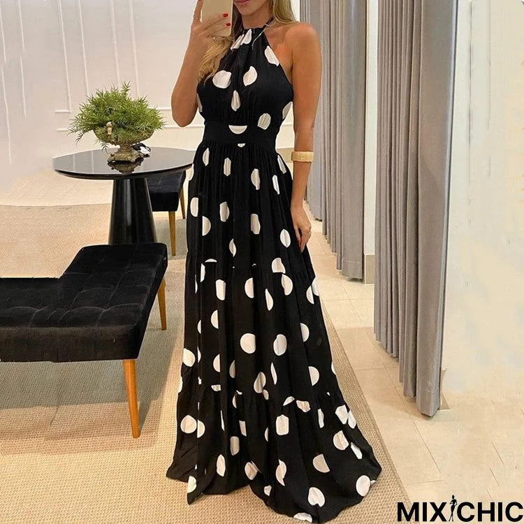 Printed Dress With  Back And Neck And Floor Sweeping Evening Dress