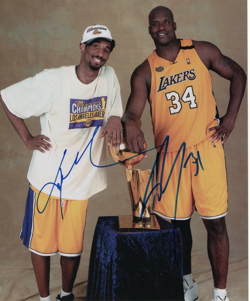 KOBE BRYANT & SHAQUILLE O'NEAL DUAL SIGNED AUTOGRAPH 11X14 Photo Poster painting - SHAQ, LAKERS