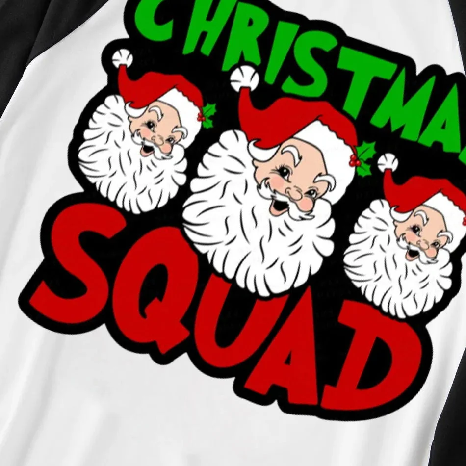 "Christmas Squad" and Santa Printed Green and Black Plaid Christmas Family Pajamas