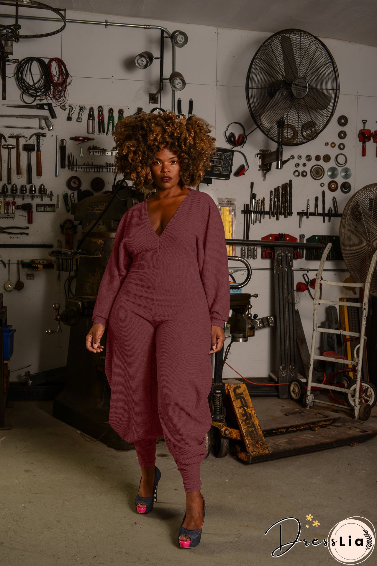 Women Ribbed Solid Patchwork Jumpsuit