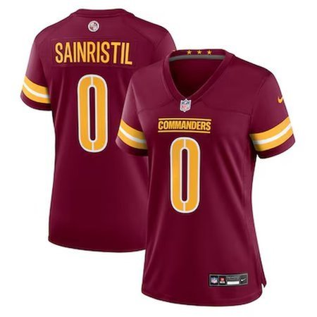 Women's Washington Commanders #0 Mike Sainristil  Burgundy Game Jersey