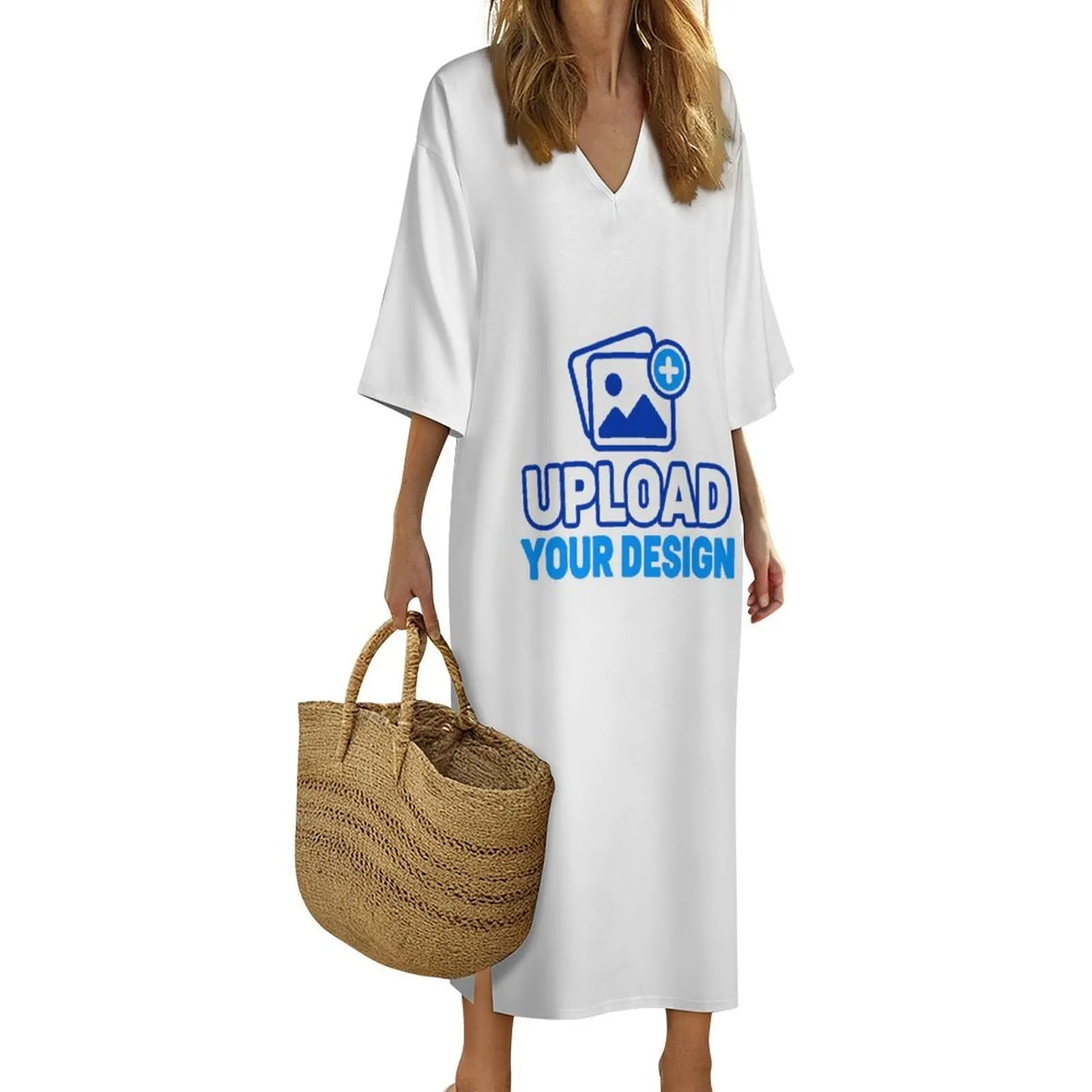 V-Neck Mid-Sleeve Kaftan Dress &ndash; personalized print product image 8