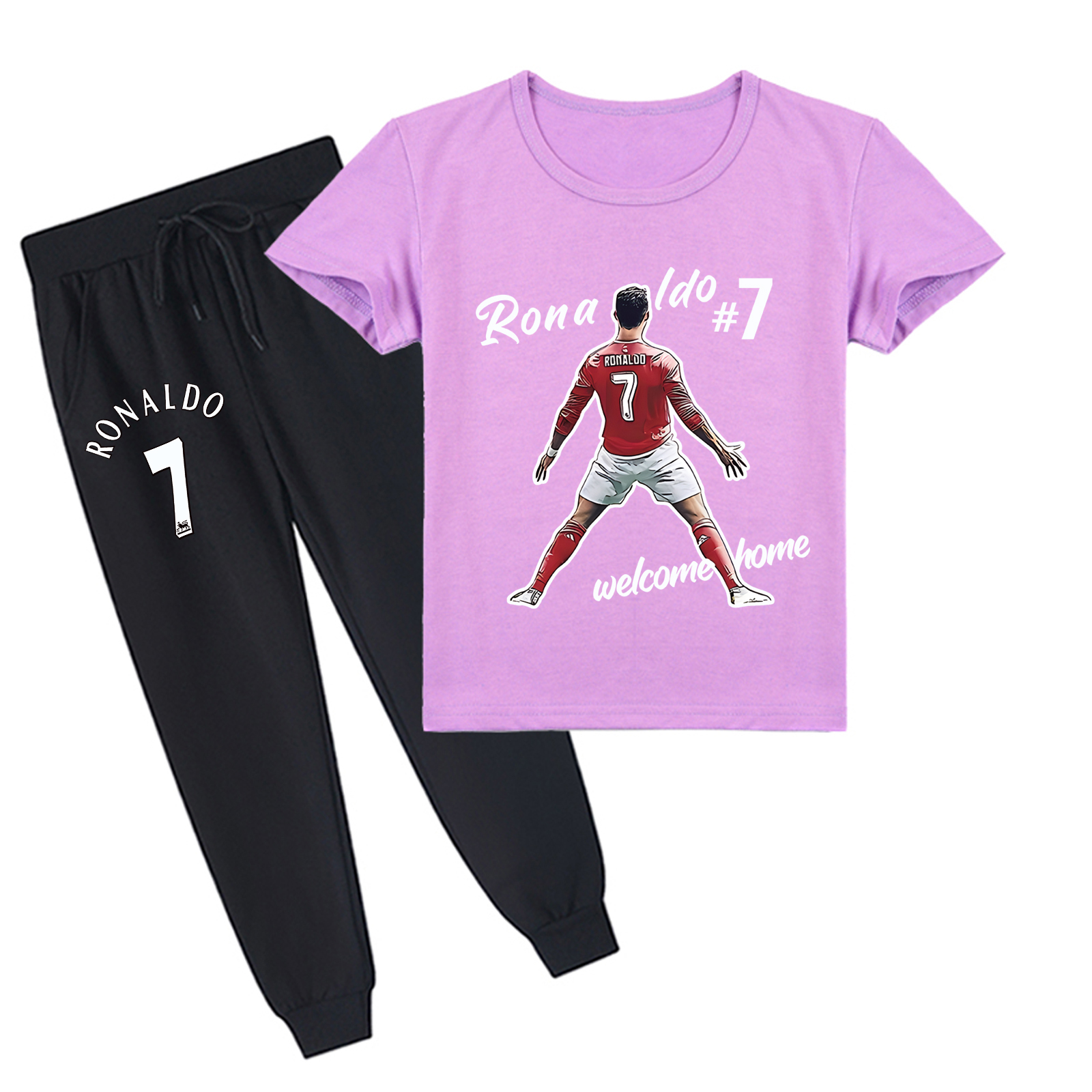 Mayoulove Kids Cristiano Ronaldo Short Sleeve T-Shirt Set - Perfect for Boys  Girls, Soccer Fan Apparel, Trending Fashion-Mayoulove