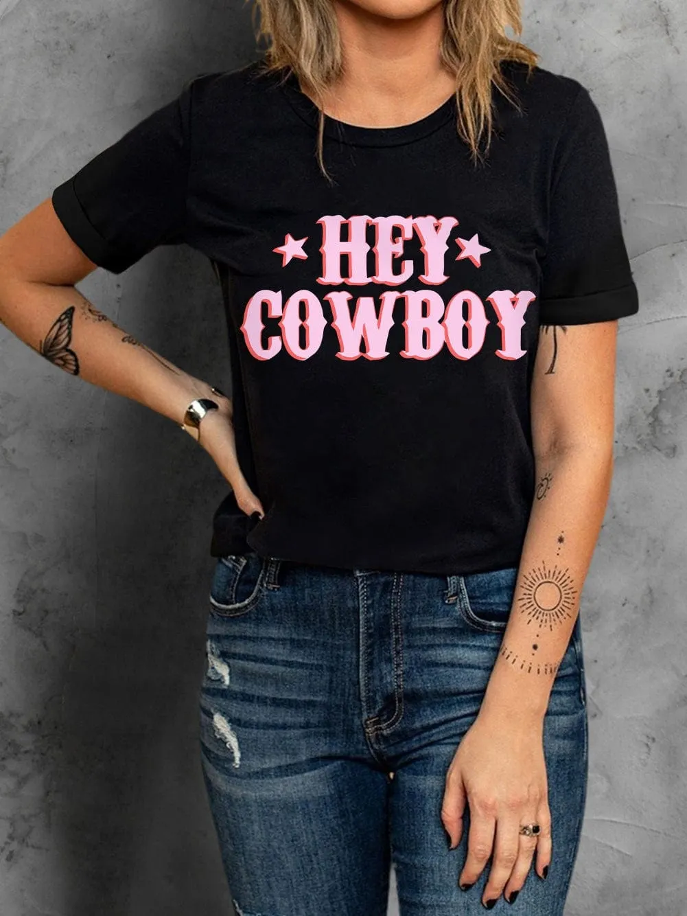 Wild West Letter Print Casual T-shirt
