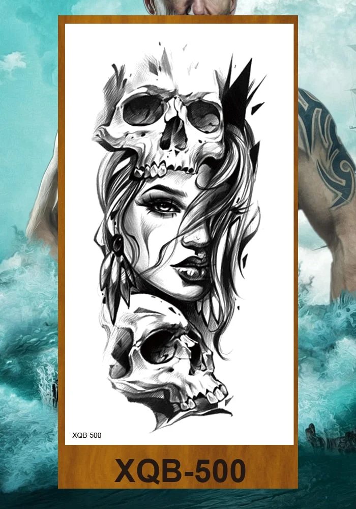 Temporary Tattoos Stickers Beauty & Snake Bear Owl Fox Mermaid Egypt Queen Sexy Men Women Girl Flower Arm Body Chest Fake Tatoo