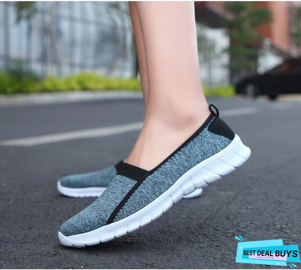 Women Slip On Loafers Plus Size Breathable Mesh Ballet Sneakers Flat Shoes