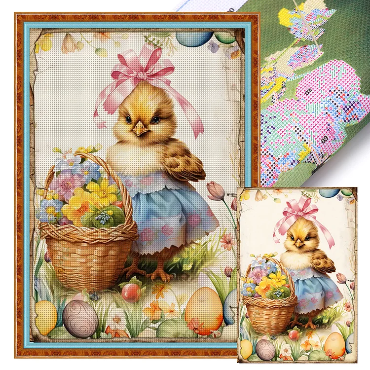 【Huacan Brand】Retro Poster-Easter Egg Chick 11CT Stamped Cross Stitch 40*60CM