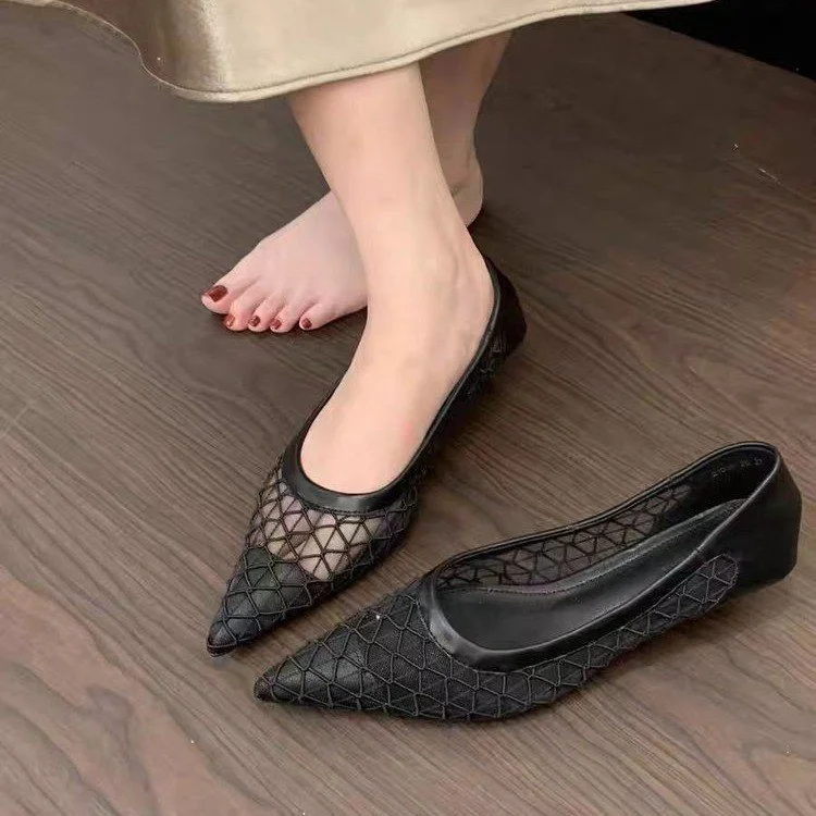 Yyvonne Summer New French Small Fragrant Low-Heeled High-Heeled High-Heeled Shoes Head Shallow One-Foot Single-Shoe Women