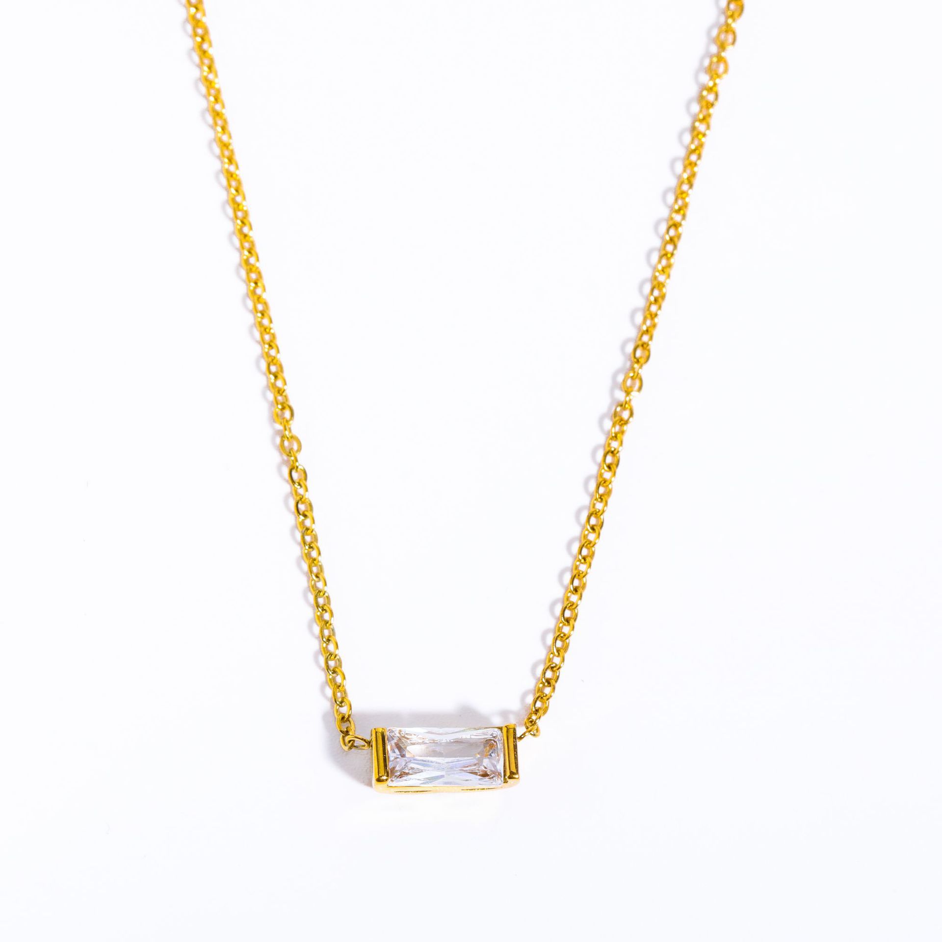 Women's Square Crystal Pendant Necklace