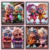 4Pcs/set Diamond Painting-5D Full Round Drill Funny Grandma(30*30 CM)