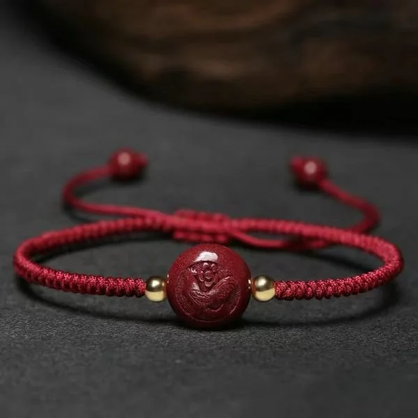 Handmade Natural Cinnabar Chinese Zodiac Bracelet For Women