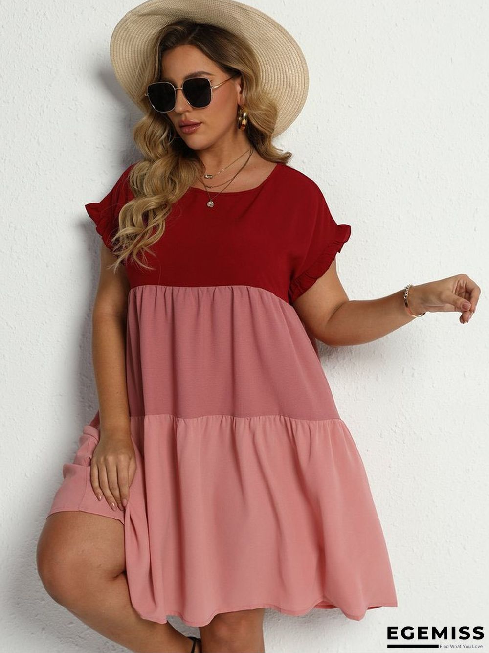 Contrast Color High Waist Loose Dress | EGEMISS