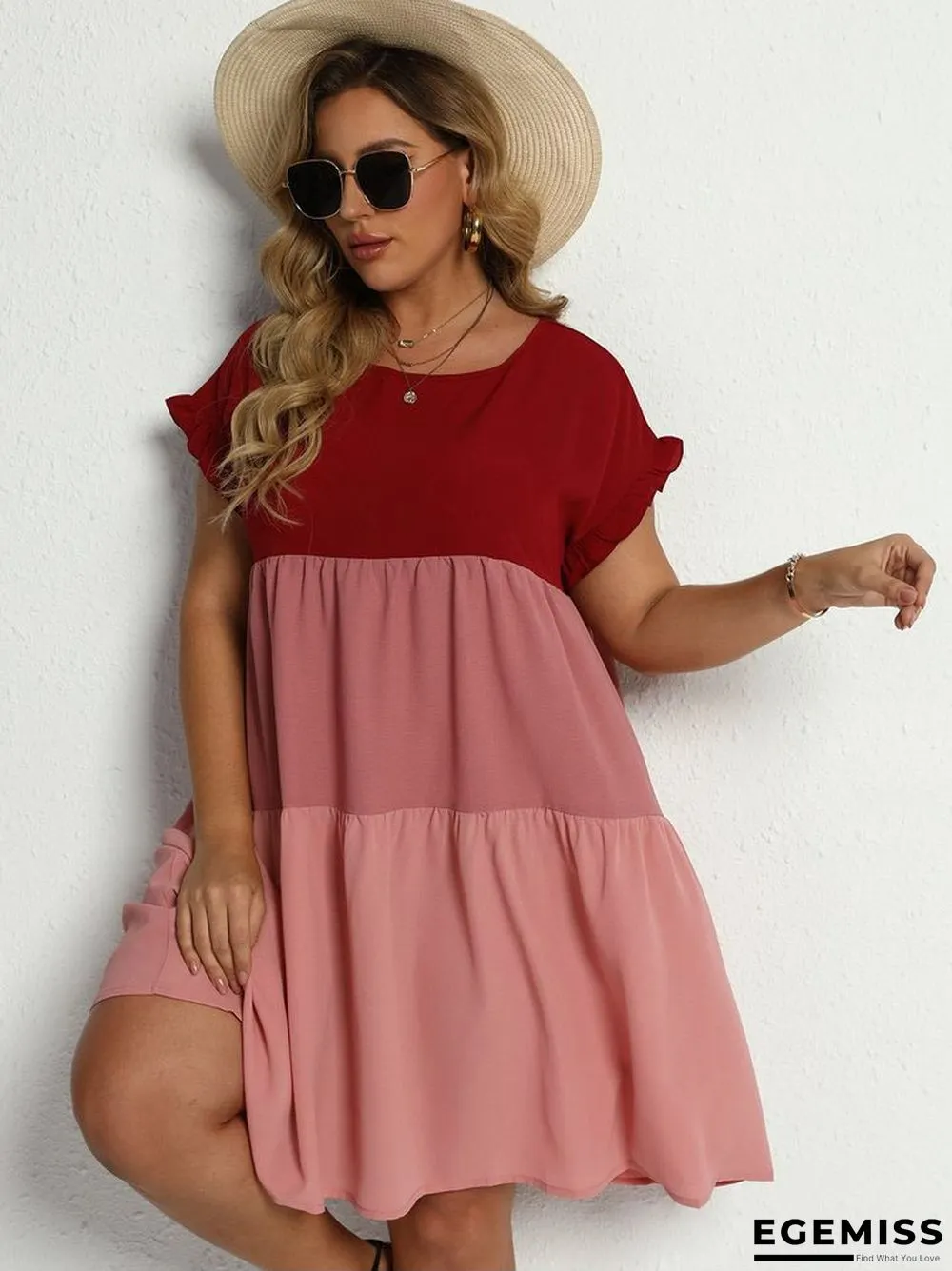 Contrast Color High Waist Loose Dress | EGEMISS