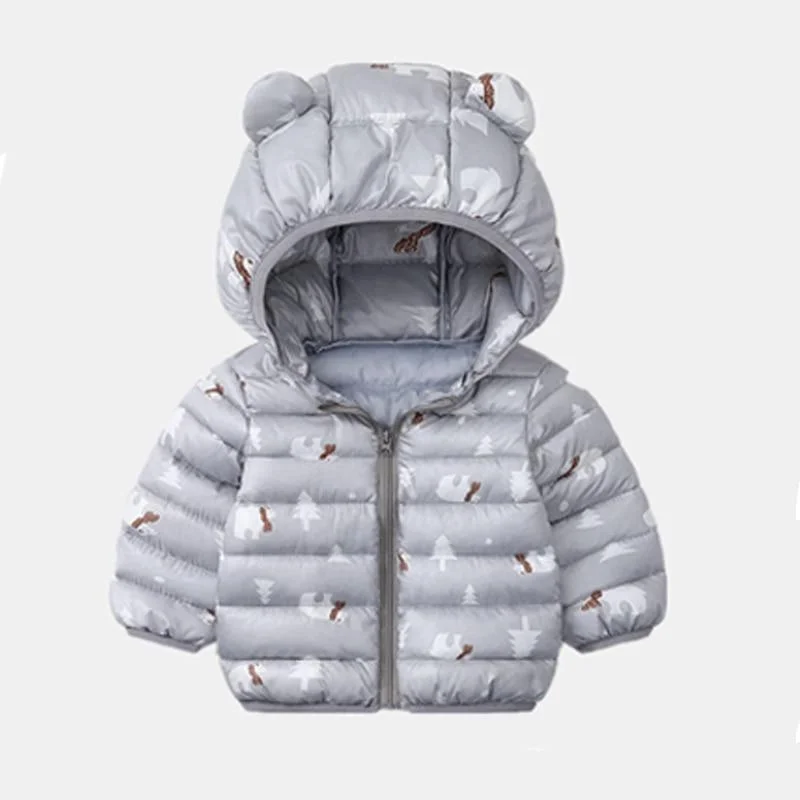 Baby Girls Hooded Down Jackets For Kids Coats Autumn Boys Cartoon Keeping Warm Outerwear Toddler Infant Casual Zipper Clothing