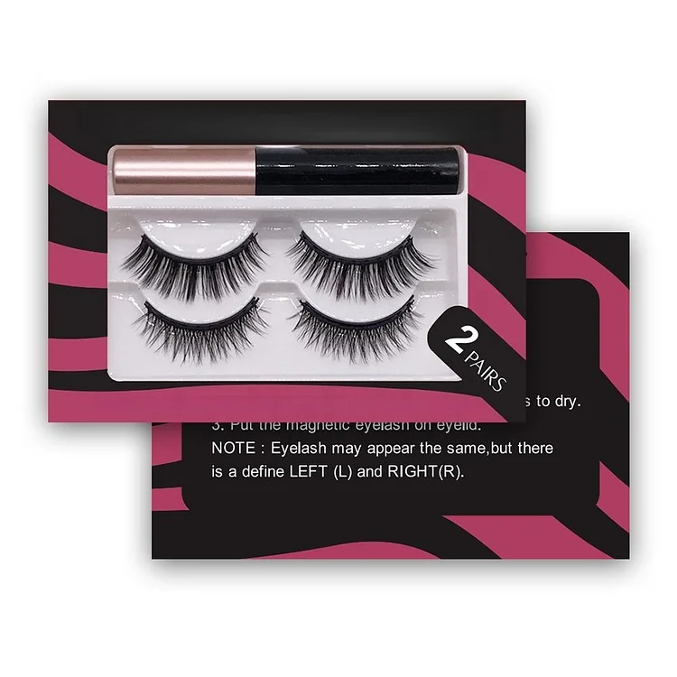 Luxury Own Brand Waterproof No Glue Magnetic Eyelashes & Eyeliner Tweezers Set