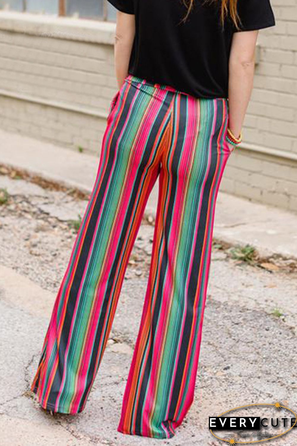 Multicolor High Waist Serape Print Wide Leg Pants