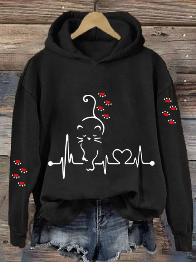 Cat Round Neck Long Sleeve Sweater socialshop
