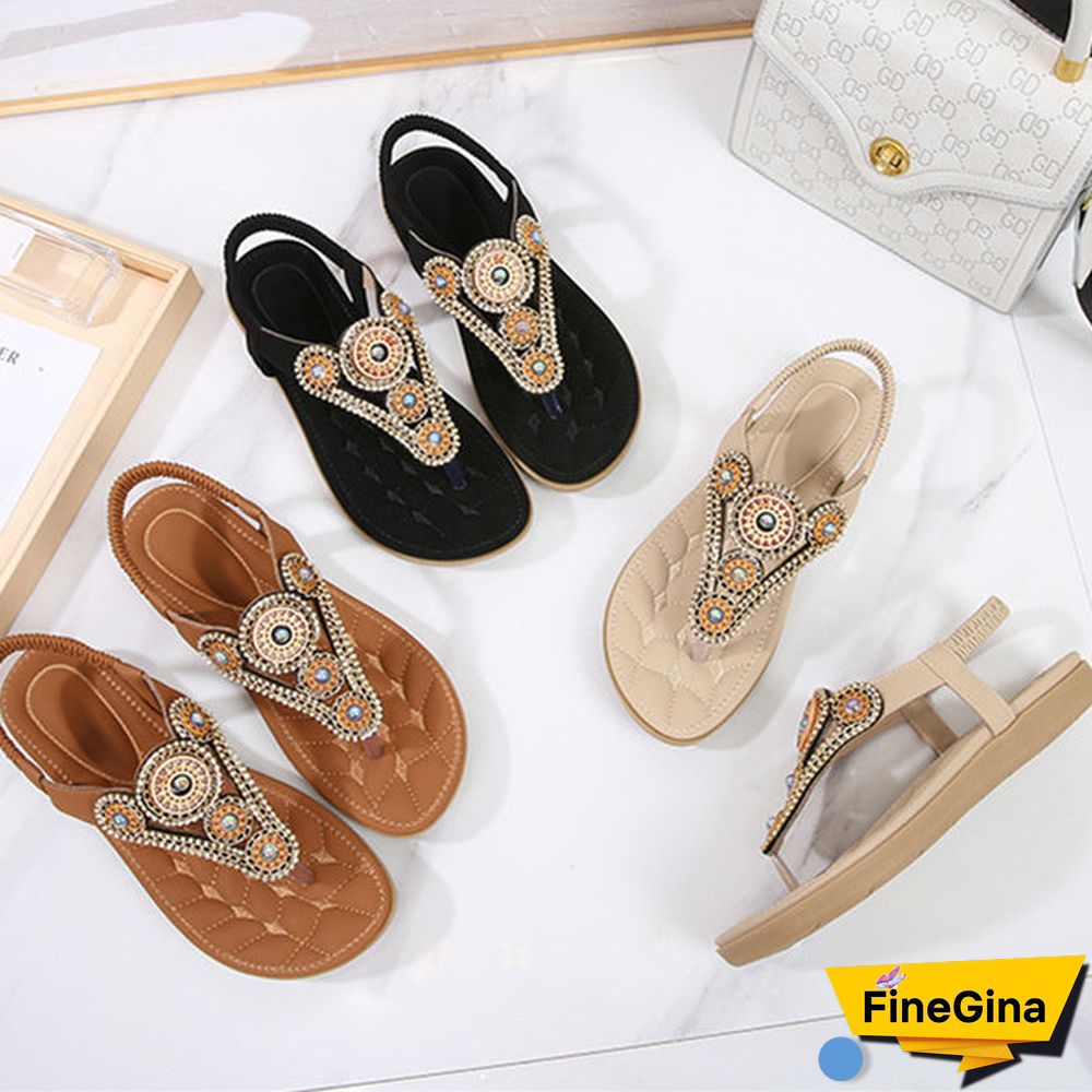 Women Soft and Comfortable Vintage Metal Decorated Sandals
