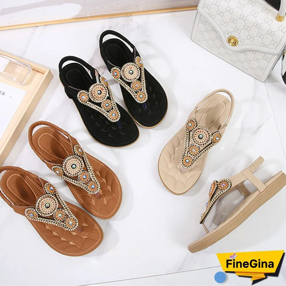 Women Soft and Comfortable Vintage Metal Decorated Sandals