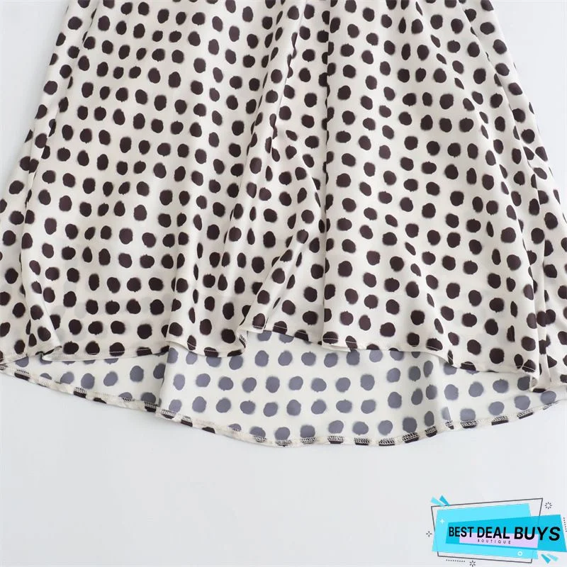 Polka Dots Print Sling V-Neck Sleeveless Holiday Maxi Dress