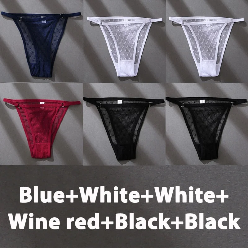 6PCS/Set Finetoo Panties Women's Perspective Panties Sexy Underwear Lace Panties Female Lingerie Briefs Intimate Plus Size M-XXL